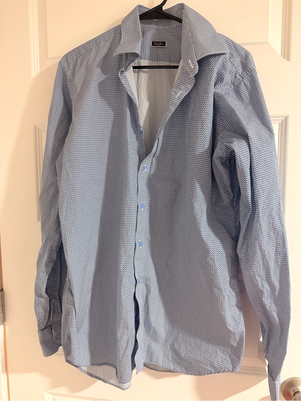 Classic Light Blue Micro-Pattern Dress Shirt - Men's